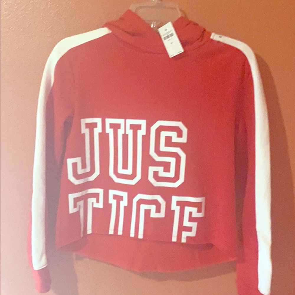 Justice size 12 Girls crop top sweatshirt. NWT